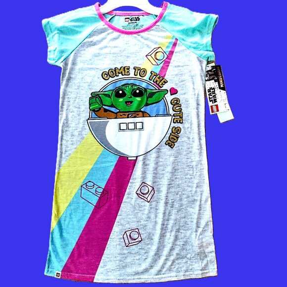 LEGO ~ Star Wars ~ Disney ~ Baby Yoda Nightgown ~ Sleep Shirt Girls Sz 10-12 NWT - Picture 1 of 9